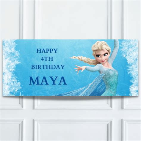 Frozen Elsa Personalised Birthday Banner 1.2m | The Personalised Party Shop