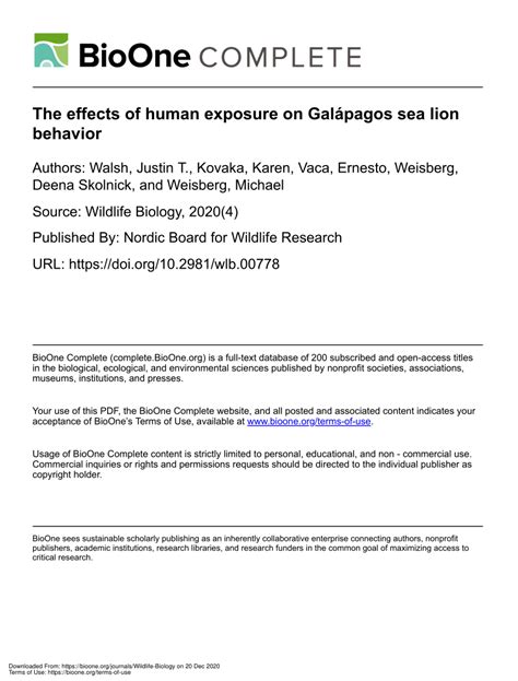 (PDF) The effects of human exposure on Galápagos sea lion behavior