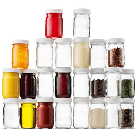 Shopokus Glass Mason Jars 24 pk 4 Oz Mini Jars 24-Pack, Plastic Airtight Lid - Walmart.com