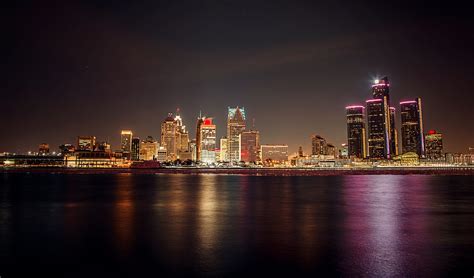 Downtown Motown Skyline - Detroit Lights the Night - Michigan.Photography