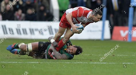 Northamptons Courtney Lawes Left Tackles Gloucesters Editorial Stock Photo - Stock Image ...