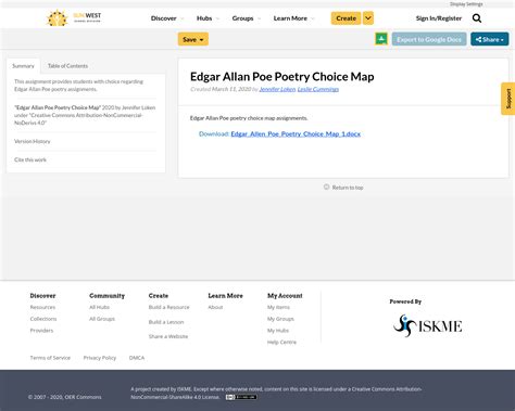 Edgar Allan Poe Poetry Choice Map | Resource Bank