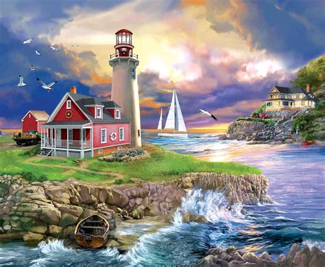 Sunset Point Lighthouse, 1000 Pieces, SunsOut | Puzzle Warehouse