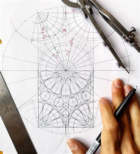 geometric pattern construction | Geometric drawing, Geometry art ...