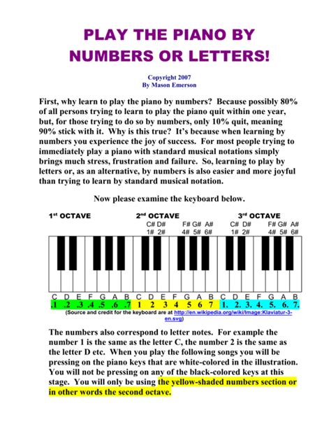 LEARN PIANO BY NUMBERS