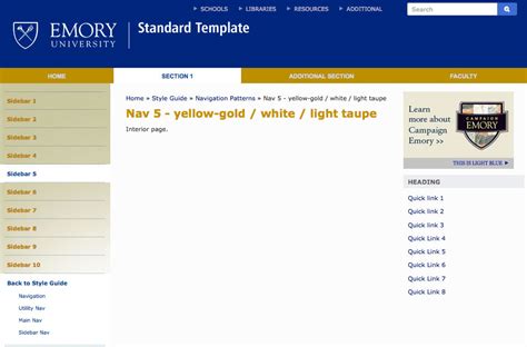 Style Guide - Navigation Patterns - Emory Standard Template