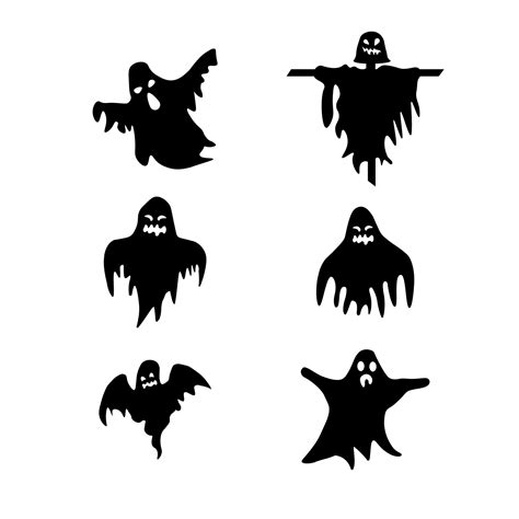 Halloween ghost black and white set 13177378 Vector Art at Vecteezy