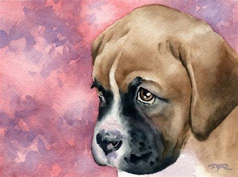 BOXER PUPPY Art Print Watercolor by Artist DJ Rogers - Etsy