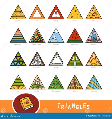 Colorful Set of Triangle Shape Objects. Visual Dictionary Stock Vector ...