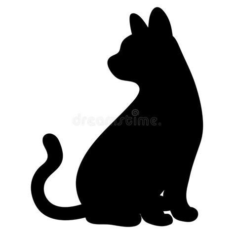 Silhouette of Cat Sitting Looking Sideways Stock Vector - Illustration ...