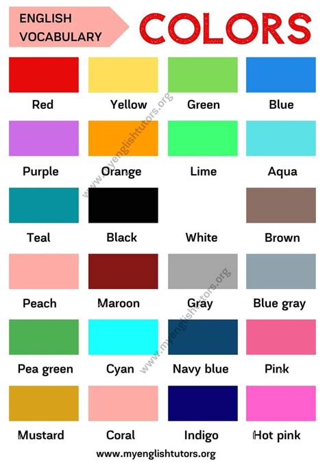 Color Names! In this lesson, you will learn a list of basic colors in ...