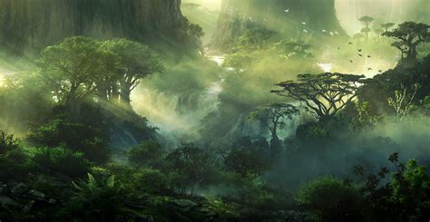 Fantasy Landschaft Fantasy Baum Grün Wald Wallpaper | Fantasy landscape ...