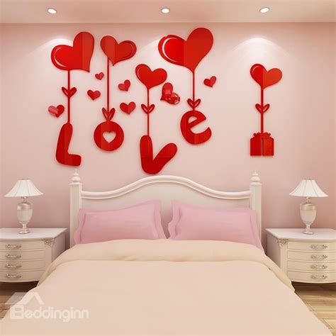 3D Love and Heart Shapes Acrylic Waterproof Sturdy and Eco-friendly Wall Stickers | Valentine ...