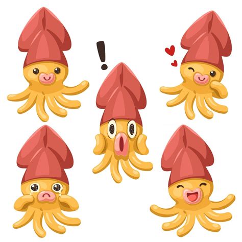 cute funny squid in cartoon character background vector illustration ...