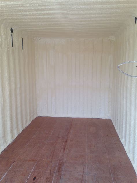 Shipping container insulated with spray foam insulation www.ozarkfoam.net #OzarkFoam @OzarkFoam ...