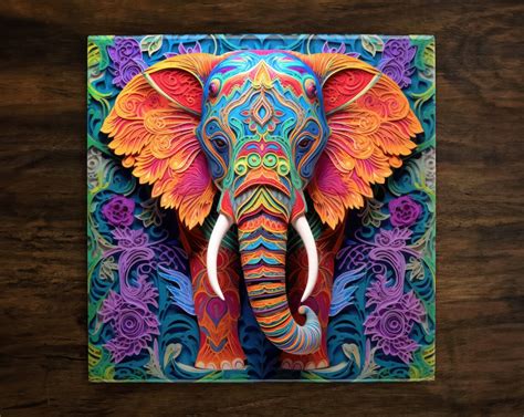 Majestic Elephant Art, on a Glossy Ceramic Decorative Tile, Free ...