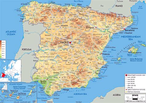 Mapa Fisico De España En Grande - Mapa Fisico