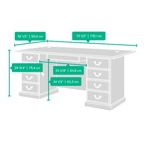 Executive Desk Heritage Hills, Executive Office Desk, Desk Dimensions, Sauder, Italian Furniture ...