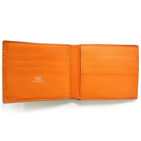 HERMES Mens Epsom Billfold Wallet Orange 25864