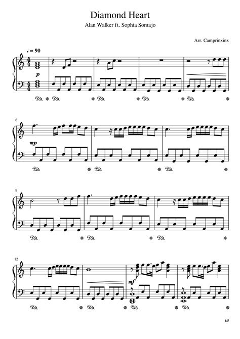 Alan Walker, Diamond Heart Piano Sheet Music - eSheetMusics.com