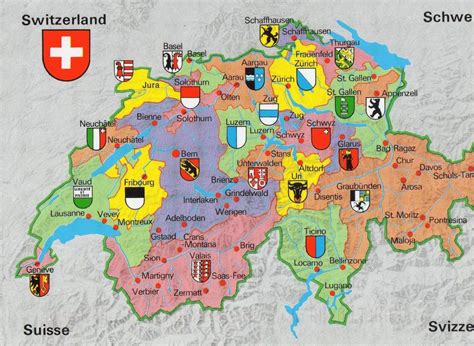 Switzerland map with tourist attractions - Map of switzerland with ...