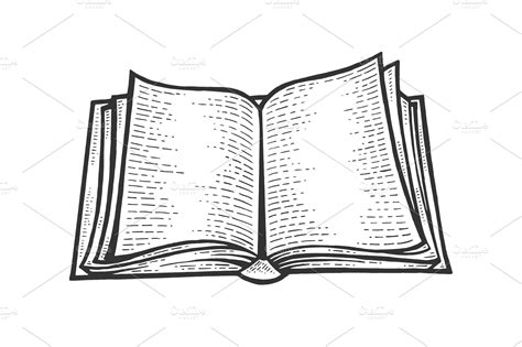 Open book sketch engraving vector | Education Illustrations ~ Creative ...