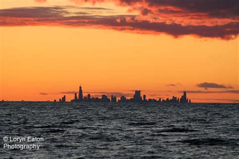 Sunset over lake Michigan with the Chicago skyline clear as day in the background! I have never ...