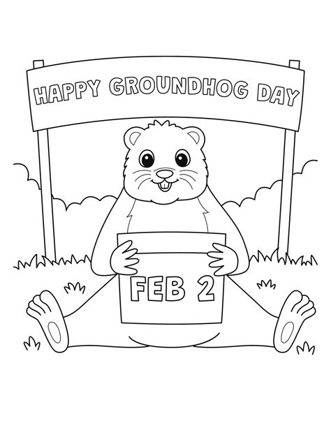 Free Groundhog Day Coloring Pages for Kids