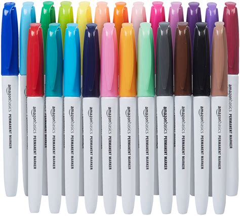 Buy Amazon Basics Fine Point Tip Permanent Markers - Assorted Colors, 24-Pack Online at ...