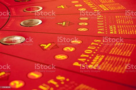 Casino Three Card Poker Gaming Table Red Felt Background Stock Photo - Download Image Now - iStock