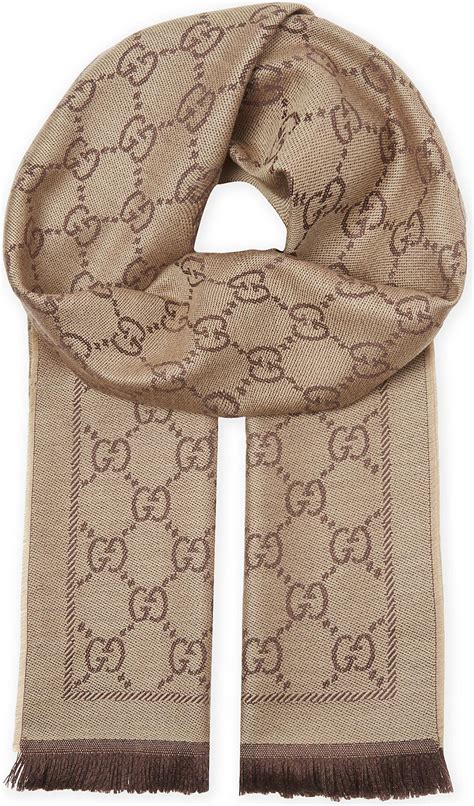 Gucci GG Logo Wool Scarf in Brown | Lyst