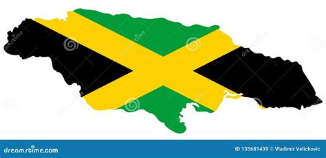 Jamaica Flag and Map - Island Country Situated in the Caribbean Sea Stock Vector - Illustration ...