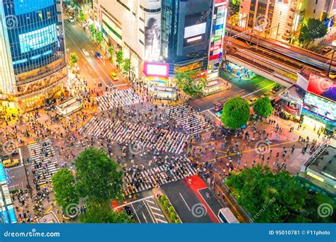 Shibuya Crossing from Top View in Tokyo Stock Image - Image of modern ...