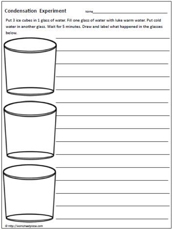 Condensation Experiment Worksheets