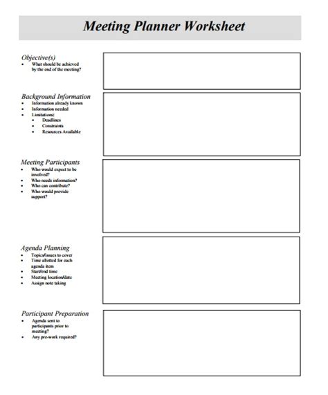 Meeting Planner Templates | 10+ Free Printable PDF, Excel & Word Formats