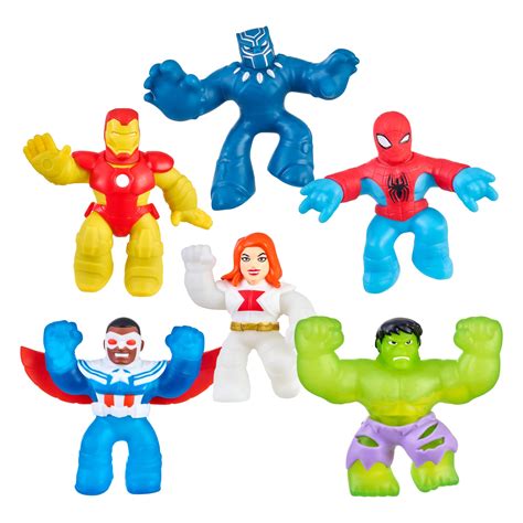 Buy Heroes of Goo Jit ZuMarvel 6 Pack | 6 Amazon Exclusive Marvel Heroes | 4.5" Tall Action ...