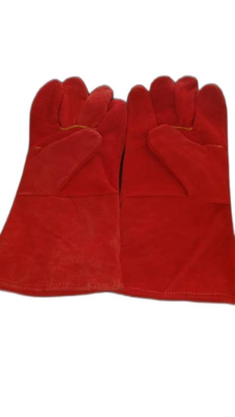 Unisex Leather Industrial Safety Gloves, 6 Inch, Finger Type: Full ...