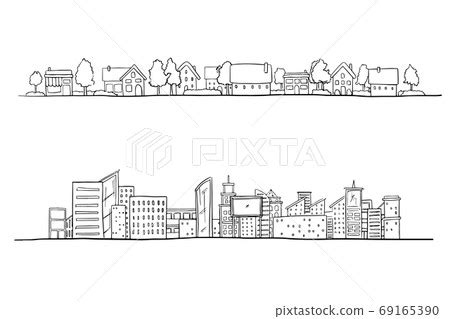 Hand Drawing of City. Country and Urban Area. - Stock Illustration ...