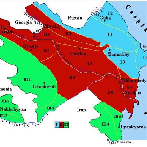 Map of Azerbaijan showing Absheron Peninsula extending into the Caspian ...