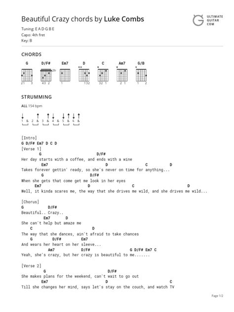 Beautiful Crazy Chords by Luke Combs | Song Structure | Musical Forms