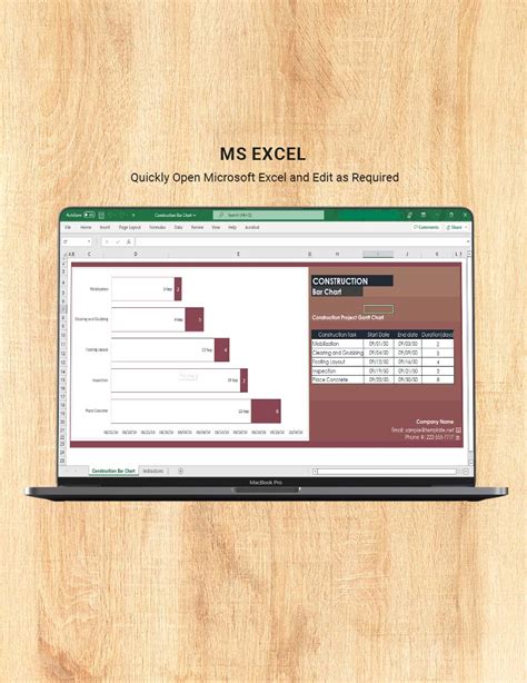 Construction Bar Chart - Google Sheets, Excel | Template.net