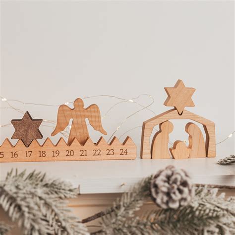 Wooden Advent Calendar. Nativity Scene. Baby First Christmas. Holiday ...