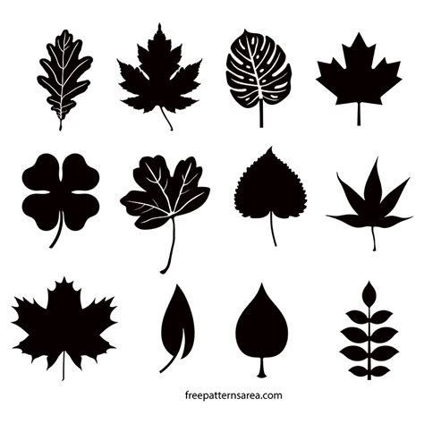 Level Up Your Designs: Free Leaf Silhouette Vectors - FreePatternsArea