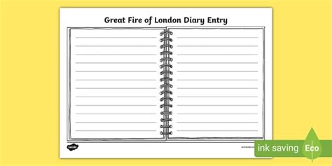 The Great Fire of London Diary Entry Worksheet - Twinkl