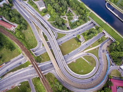 Aerial view of a freeway intersection Stock Photo by cookelma | PhotoDune