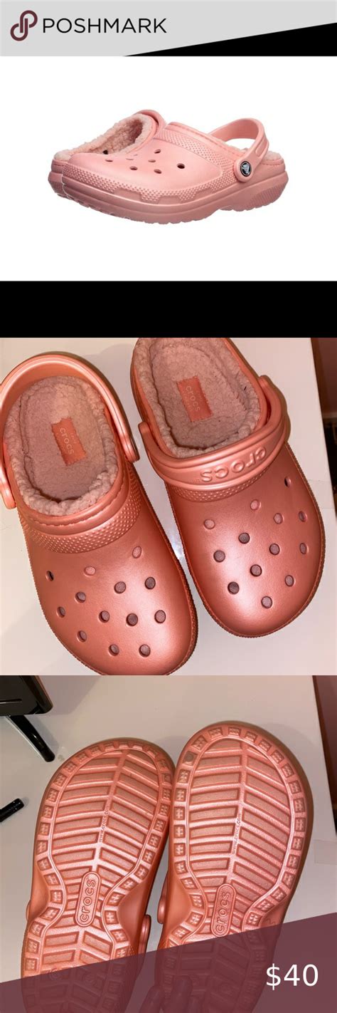 Women’s Fuzzy Crocs Size 6 in women’s 4 in men coral/pink fuzzy crocs ...