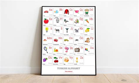 TURKISH Alphabet CHART With Words and English Translations Printable ...