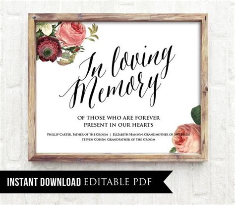 In Loving Memory Printable Template Sign Download EDITABLE In Loving ...