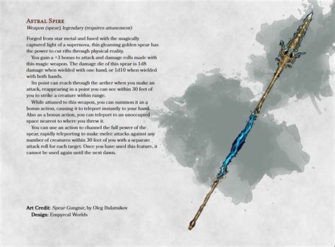 Astral Spire - a legendary star-forged spear, made with Monks in mind ...