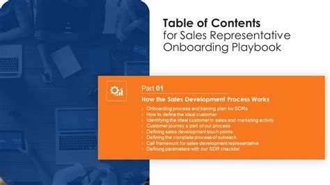 Table Of Contents For Sales Representative Onboarding Playbook Plan Icons PDF